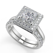 Lillianna Micro Pave Halo Princess Cut Diamond Engagement Ring - Nivetta